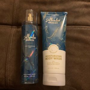 Bath and body body wash and fragrance mist set.